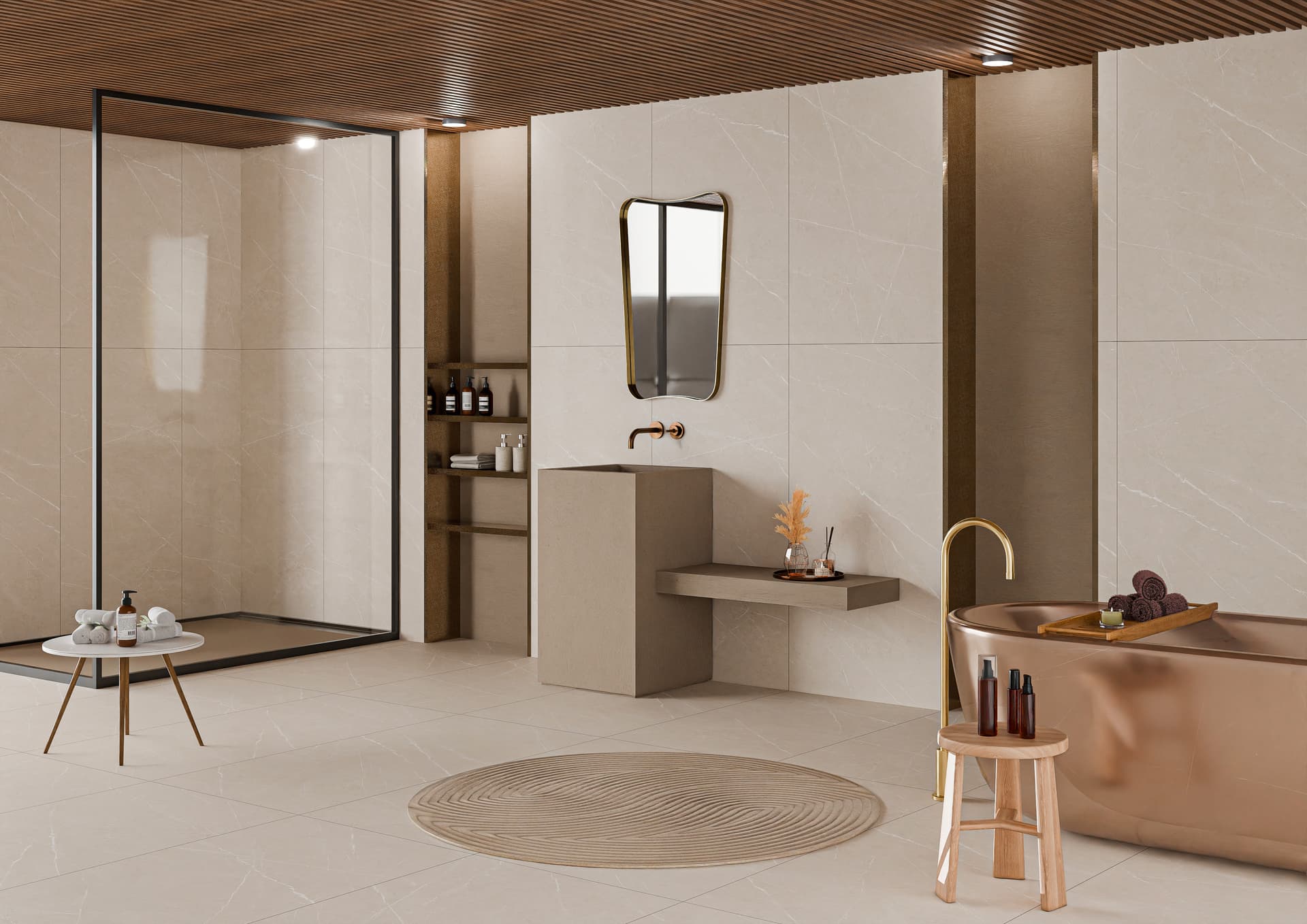 Eternal Cream - Matt,Glossy,Carving Stone ceramic tiles by VerIndistries Inc.