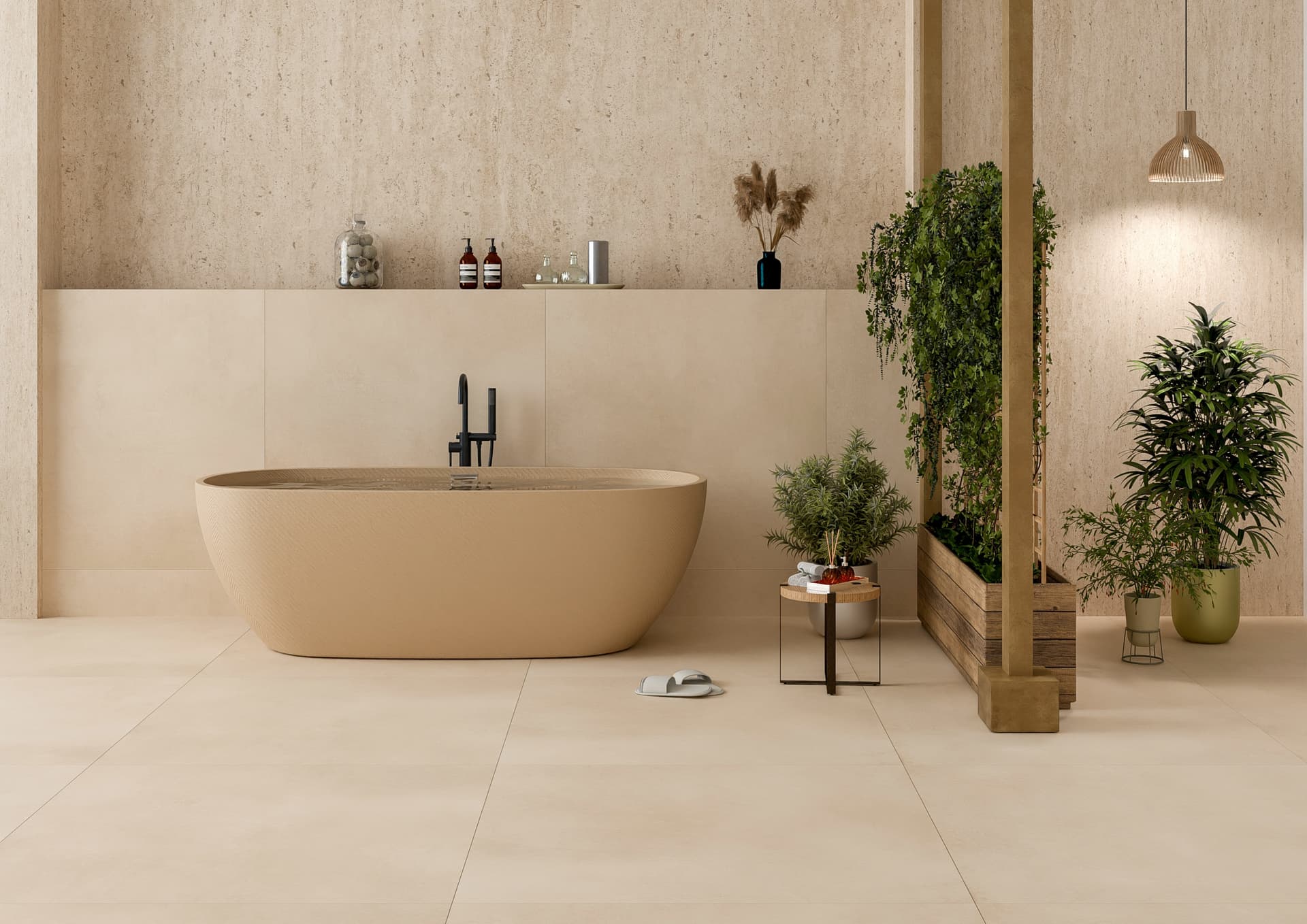 Jupiter Crema - Matt Concrete ceramic tiles by VerIndistries Inc.