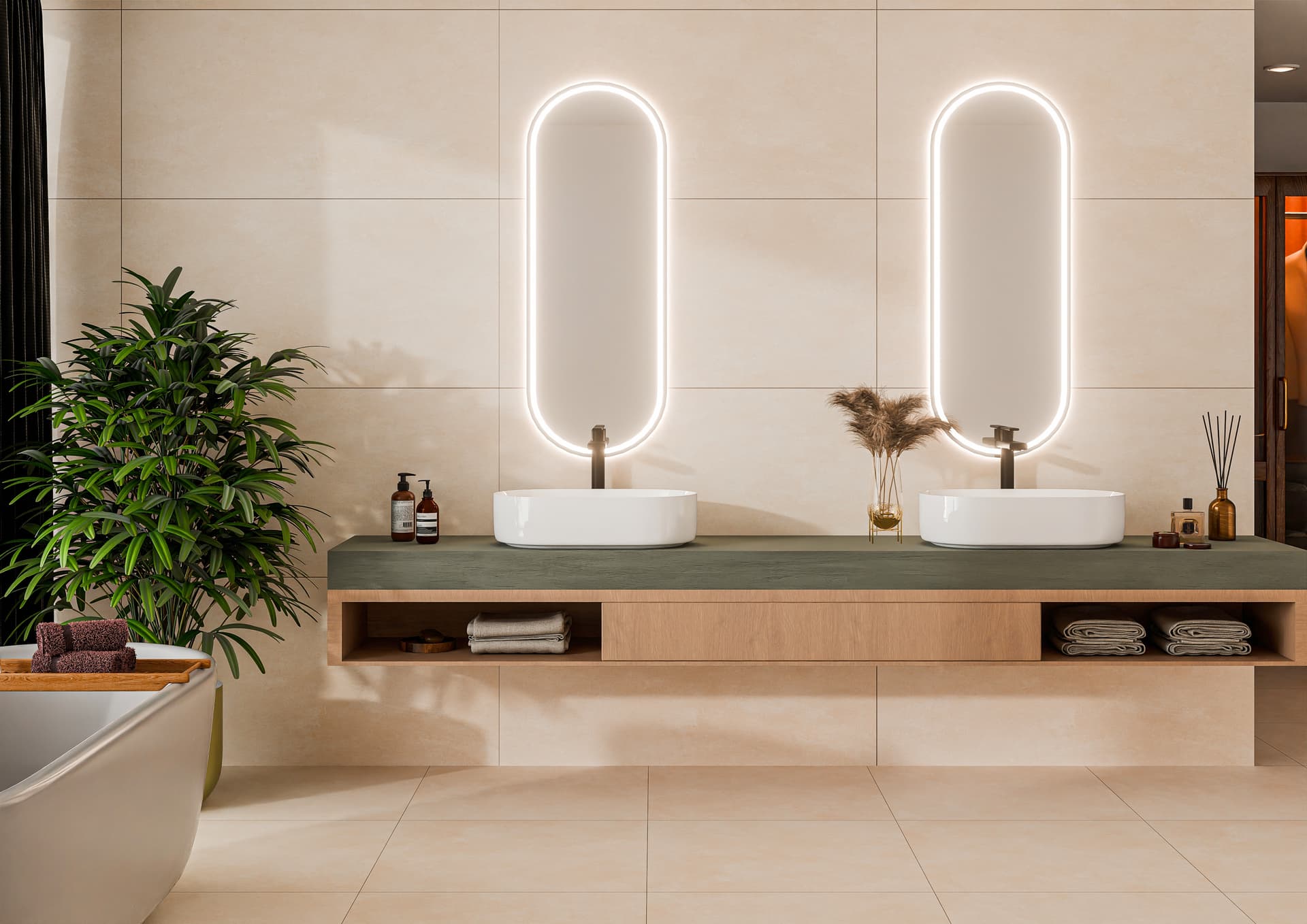 Urbantek Beige - Matt Concrete ceramic tiles by VerIndistries Inc.