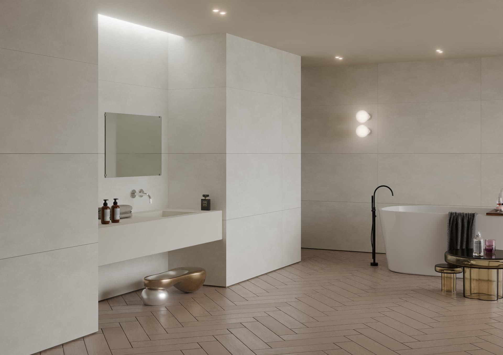 Urbantek Bianco - Matt Concrete ceramic tiles by VerIndistries Inc.